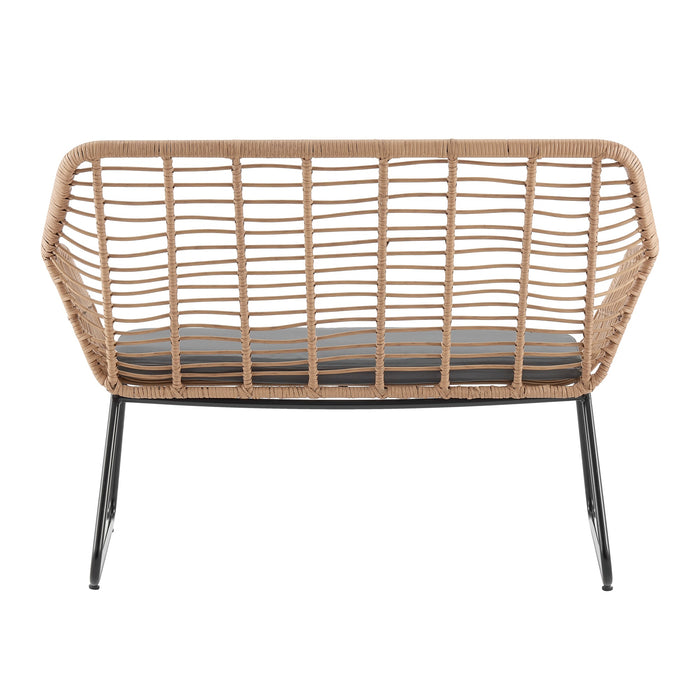 Ensemble de conversation Antibes 2.0 de Manhattan Comfort 4 pièces en acier et en rotin pour la terrasse - gris