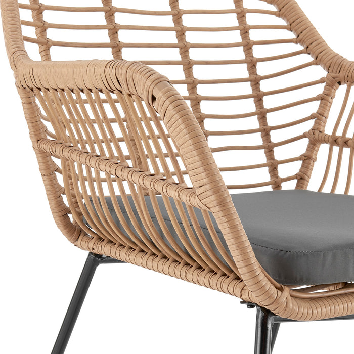 Ensemble de conversation Antibes 2.0 de Manhattan Comfort 4 pièces en acier et en rotin pour la terrasse - gris