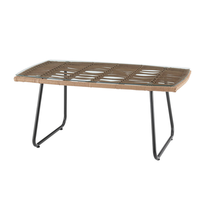 Ensemble de conversation Antibes 2.0 de Manhattan Comfort 4 pièces en acier et en rotin pour la terrasse - gris