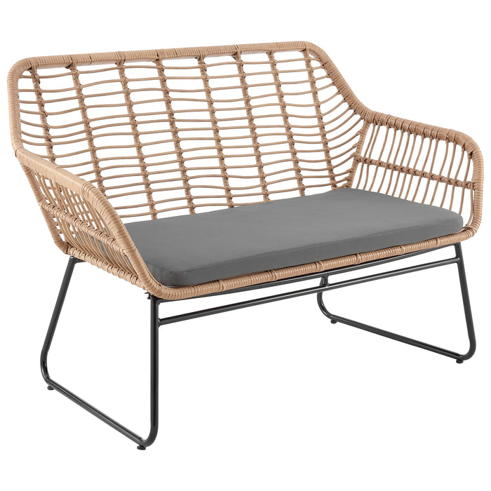 Ensemble de conversation Antibes 2.0 de Manhattan Comfort 4 pièces en acier et en rotin pour la terrasse - gris