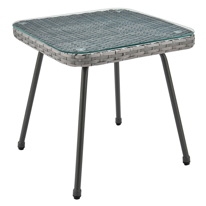 Ensemble de conversation Cannes de Manhattan Comfort 3 pièces en corde et en osier pour la terrasse - crème