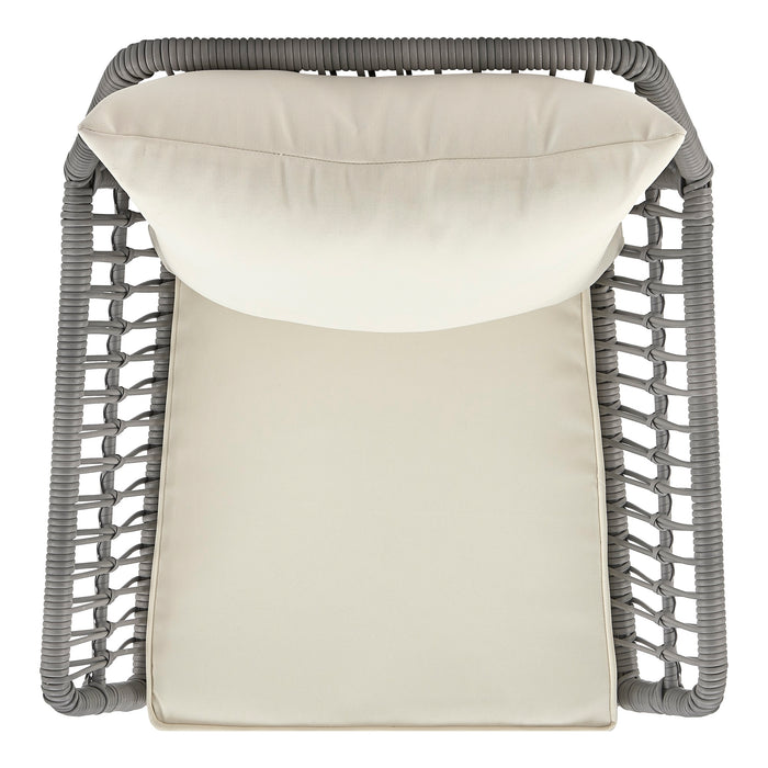 Ensemble de conversation Cannes de Manhattan Comfort 3 pièces en corde et en osier pour la terrasse - crème