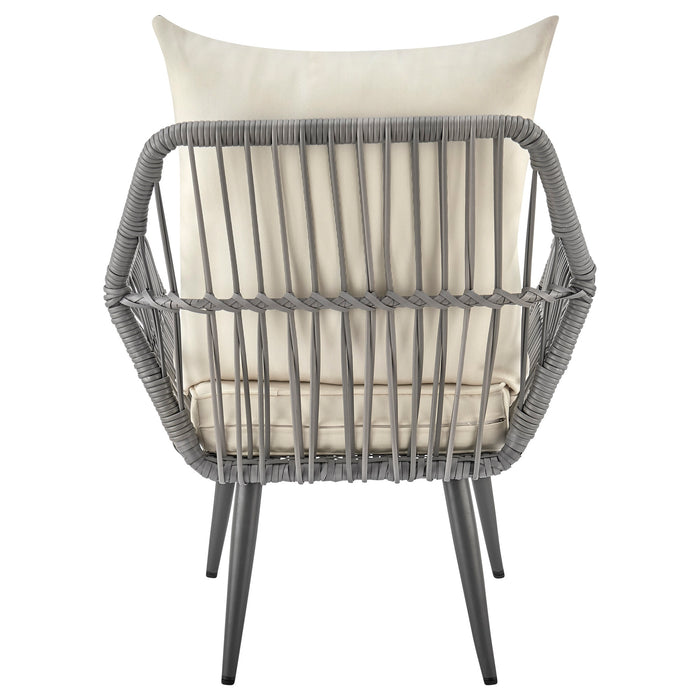 Ensemble de conversation Cannes de Manhattan Comfort 3 pièces en corde et en osier pour la terrasse - crème