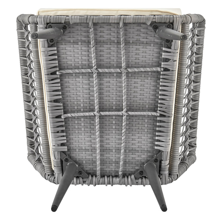 Ensemble de conversation Cannes de Manhattan Comfort 3 pièces en corde et en osier pour la terrasse - crème