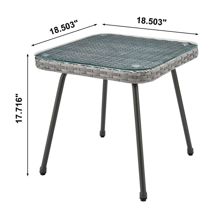 Ensemble de conversation Cannes de Manhattan Comfort 3 pièces en corde et en osier pour la terrasse - gris