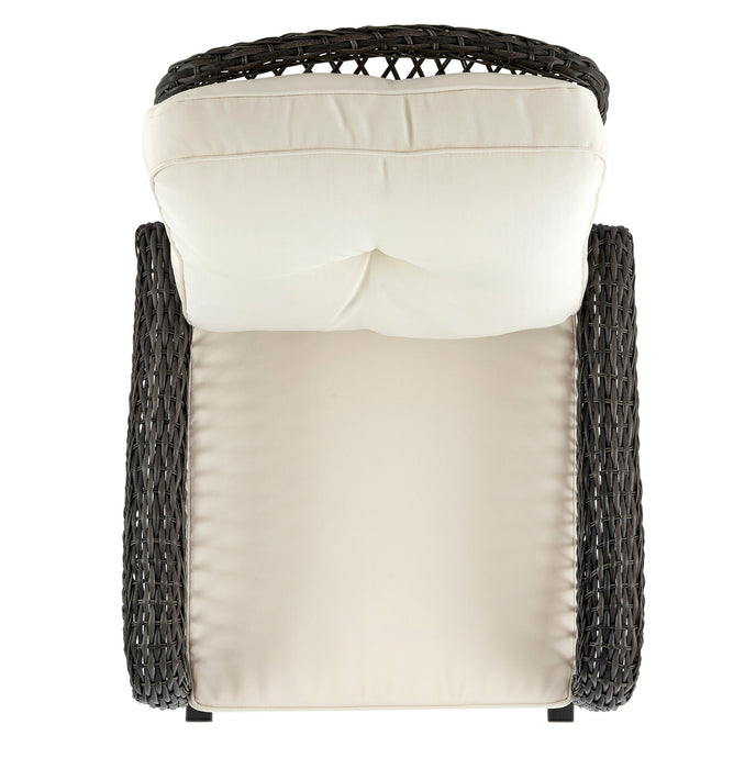 Fauteuil berçant Furttuo de Manhattan Comfort en acier et en rotin pour la terrasse et l’extérieur - crème