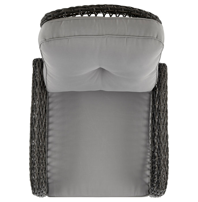 Fauteuil berçant Furttuo de Manhattan Comfort en acier et en rotin avec coussins pour la terrasse et l’extérieur - gris