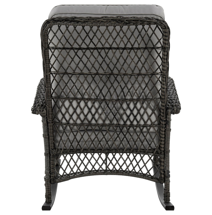 Fauteuil berçant Furttuo de Manhattan Comfort en acier et en rotin avec coussins pour la terrasse et l’extérieur - gris