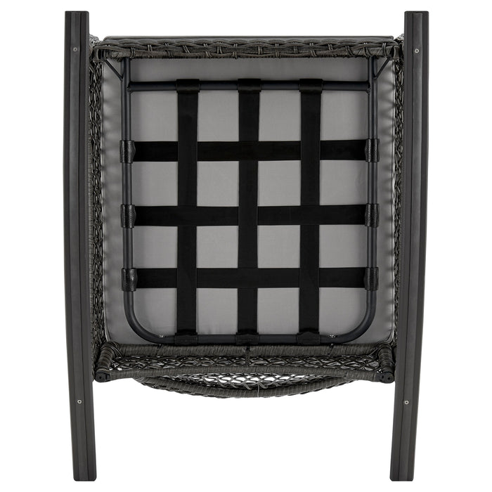 Fauteuil berçant Furttuo de Manhattan Comfort en acier et en rotin avec coussins pour la terrasse et l’extérieur - gris