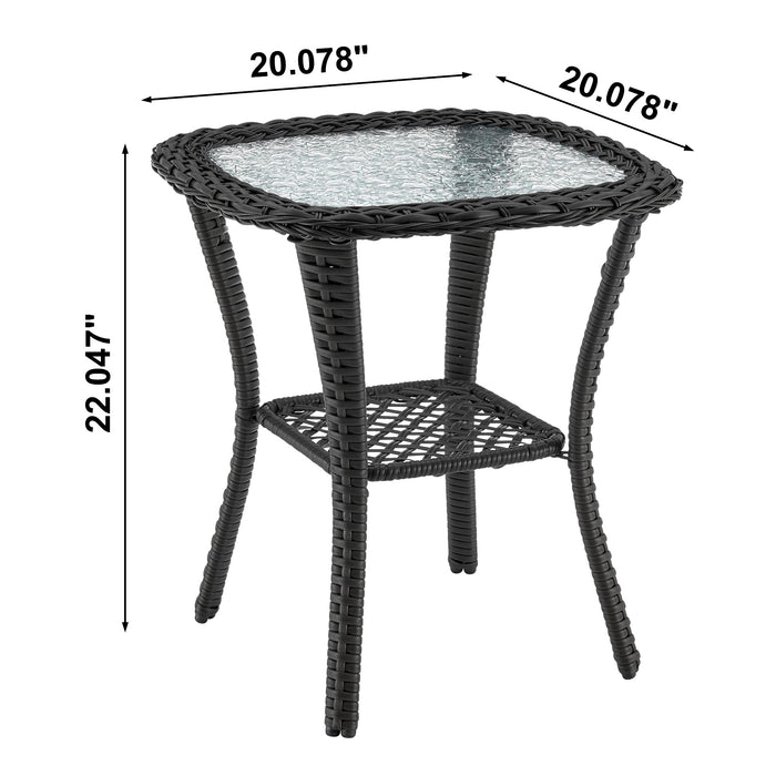 Ensemble de conversation pivotant Fruttuo de Manhattan Comfort 3 pièces en acier et en rotin pour la terrasse - crème