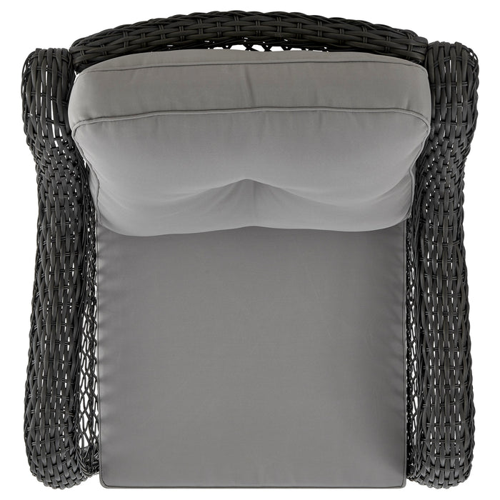 Ensemble de conversation pivotant Fruttuo de Manhattan Comfort 3 pièces en acier et en rotin pour la terrasse - gris