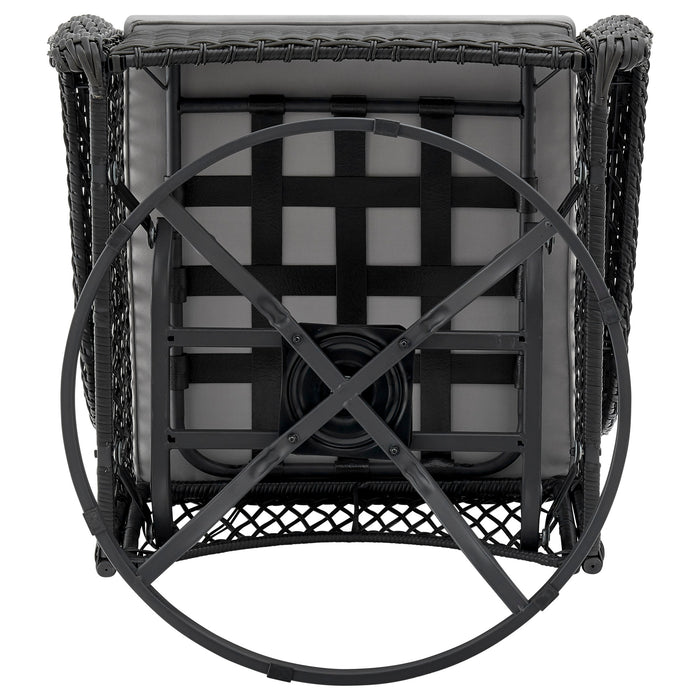 Ensemble de conversation pivotant Fruttuo de Manhattan Comfort 3 pièces en acier et en rotin pour la terrasse - gris