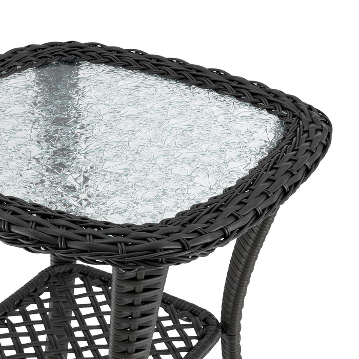 Ensemble de conversation pivotant Fruttuo de Manhattan Comfort 3 pièces en acier et en rotin pour la terrasse - gris