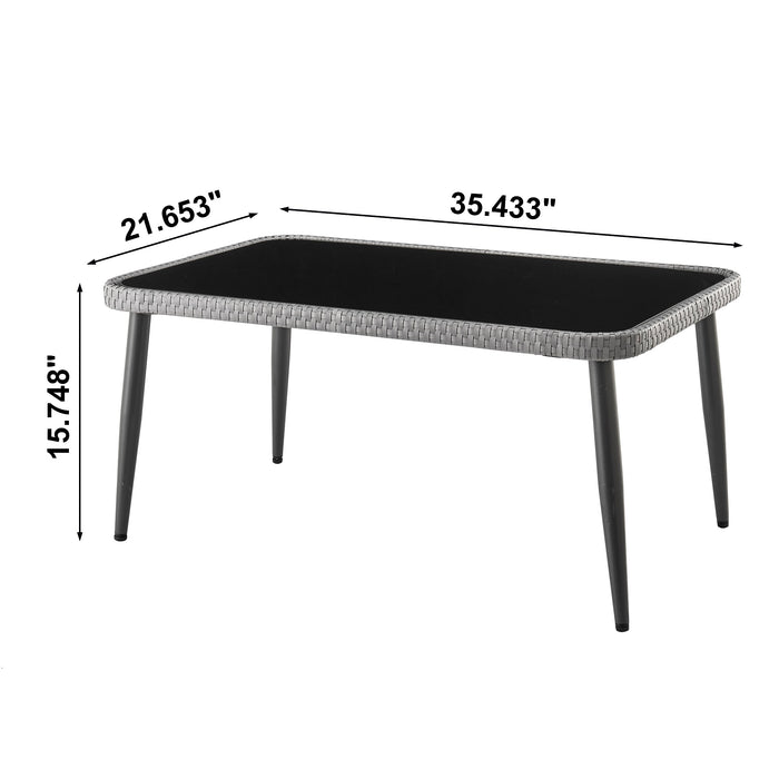 Ensemble de conversation Portofino de Manhattan Comfort 4 pièces en corde et en osier avec coussins pour la terrasse - crème