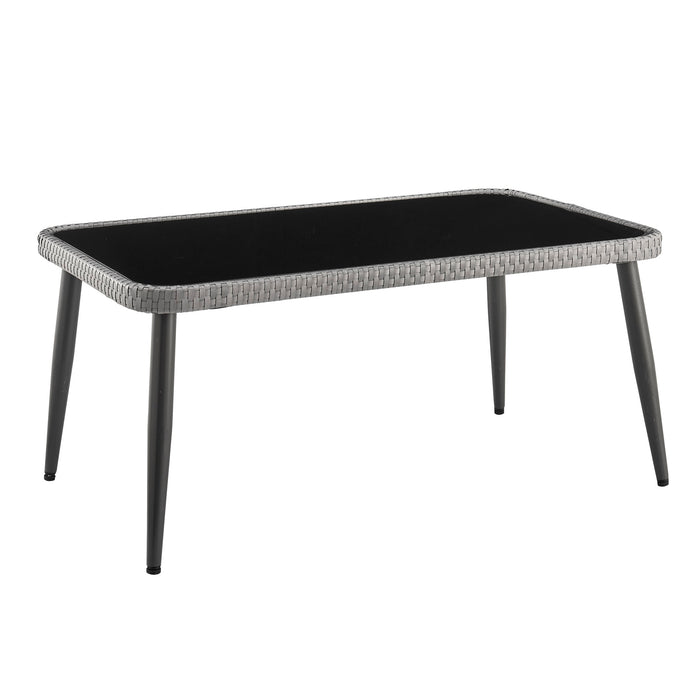 Ensemble de conversation Portofino de Manhattan Comfort 4 pièces en corde et en osier avec coussins pour la terrasse - crème