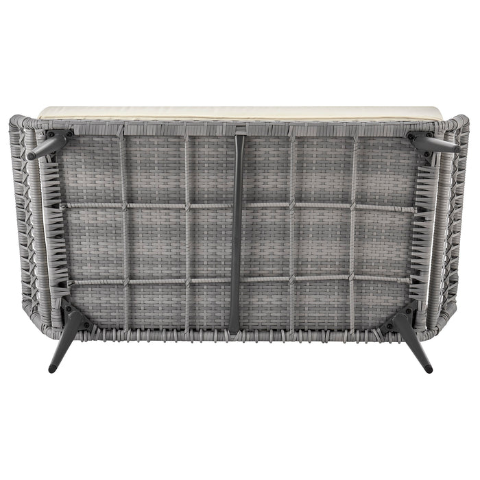 Ensemble de conversation Portofino de Manhattan Comfort 4 pièces en corde et en osier avec coussins pour la terrasse - crème