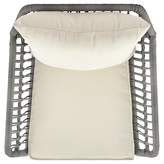 Ensemble de conversation Portofino de Manhattan Comfort 4 pièces en corde et en osier avec coussins pour la terrasse - crème