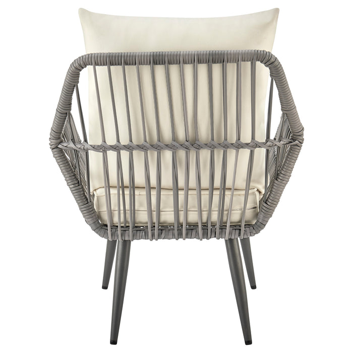 Ensemble de conversation Portofino de Manhattan Comfort 4 pièces en corde et en osier avec coussins pour la terrasse - crème