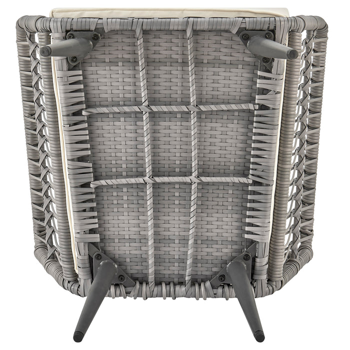 Ensemble de conversation Portofino de Manhattan Comfort 4 pièces en corde et en osier avec coussins pour la terrasse - crème