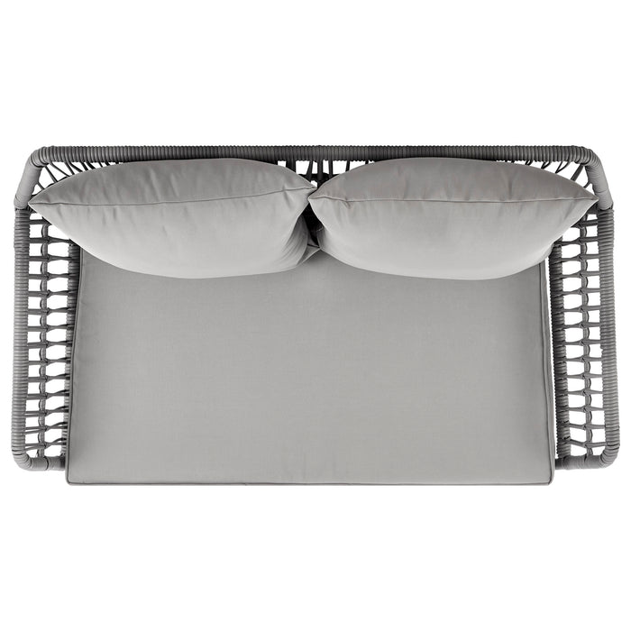 Ensemble de conversation Portofino de Manhattan Comfort 4 pièces en corde et en osier pour la terrasse - gris