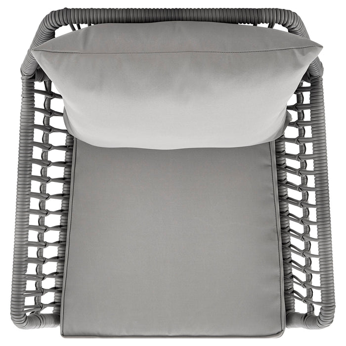 Ensemble de conversation Portofino de Manhattan Comfort 4 pièces en corde et en osier pour la terrasse - gris