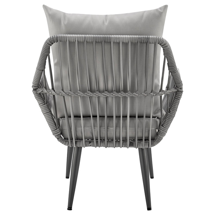 Ensemble de conversation Portofino de Manhattan Comfort 4 pièces en corde et en osier pour la terrasse - gris