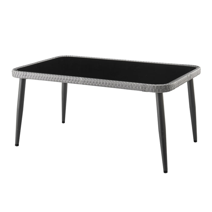 Ensemble de conversation Portofino de Manhattan Comfort 4 pièces en corde et en osier pour la terrasse - gris