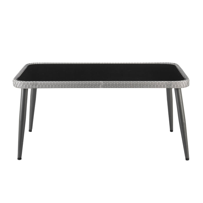 Ensemble de conversation Portofino de Manhattan Comfort 4 pièces en corde et en osier pour la terrasse - gris