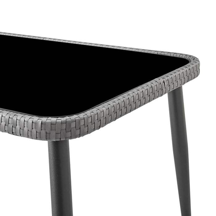 Ensemble de conversation Portofino de Manhattan Comfort 4 pièces en corde et en osier pour la terrasse - gris