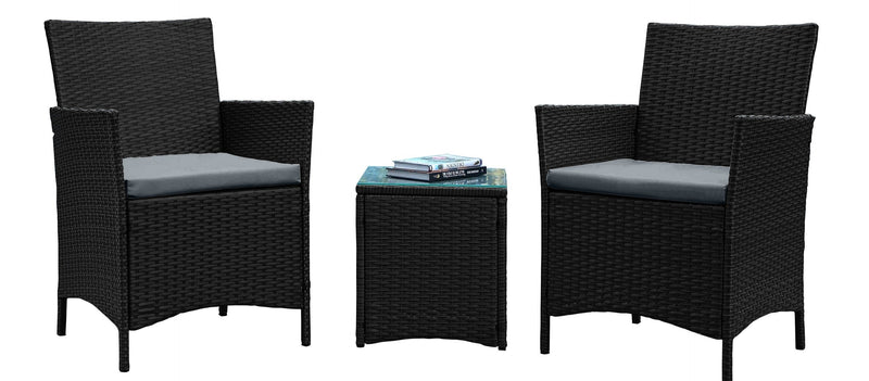 Ensemble de conversation Imperia de Manhattan Comfort 3 pièces en acier et en rotin pour la terrasse - gris