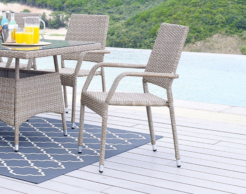 Chaise de coin-repas Genoa de Manhattan Comfort pour la terrasse - tressage tan