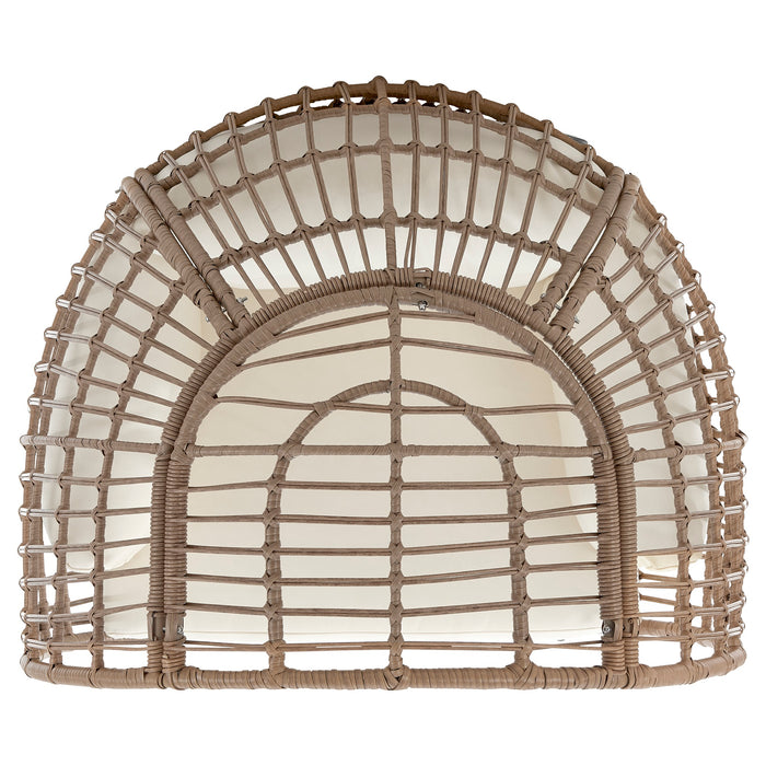 Fauteuil amovible en forme d’œuf Spezia de Manhattan Comfort en acier et en rotin pour la terrasse et l’extérieur - crème