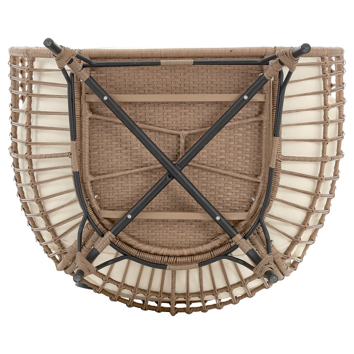 Fauteuil amovible en forme d’œuf Spezia de Manhattan Comfort en acier et en rotin pour la terrasse et l’extérieur - crème