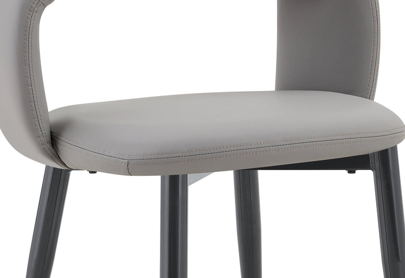Chaise de salle à manger Orion en tissu de cuir végétalien et en métal - grise