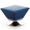 Pouf pivotant Diamond de Manhattan Comfort en chrome poli - bleu