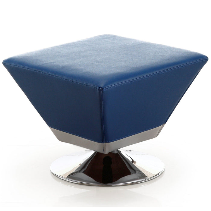 Pouf pivotant Diamond de Manhattan Comfort en chrome poli - bleu