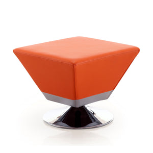 Pouf pivotant Diamond de Manhattan Comfort en chrome poli - orange