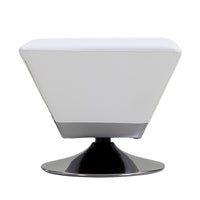 Pouf pivotant Diamond de Manhattan Comfort en chrome poli - blanc