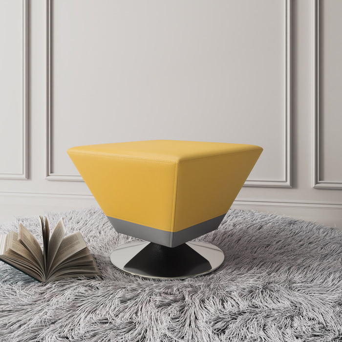Pouf pivotant Diamond de Manhattan Comfort en chrome poli - jaune