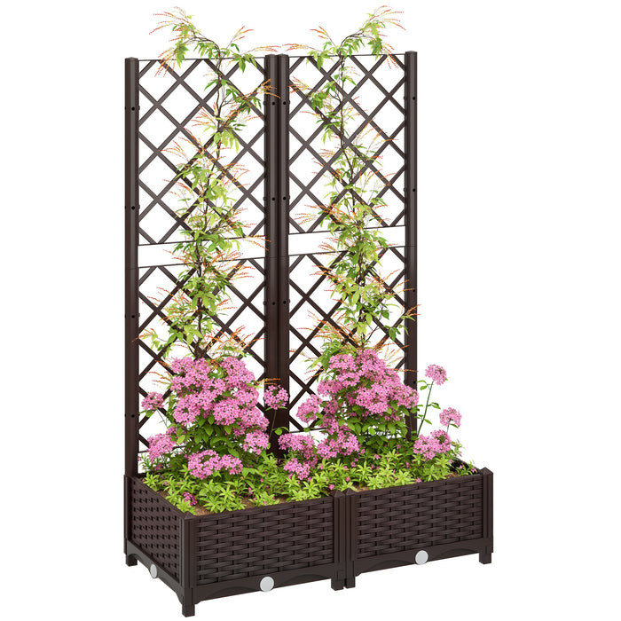 Outsunny Lit Sureleve, Jardiniere Avec Treillis, 32\" X 16\" X 48\"
