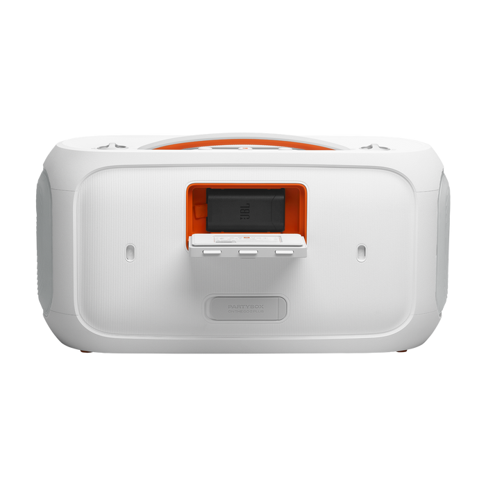 Haut-parleur de fête sans fil de 100 W PartyBox On-The-Go 2 Plus de JBL avec son JBL Pro (JBLPBOTG2PLWAM) - blanc