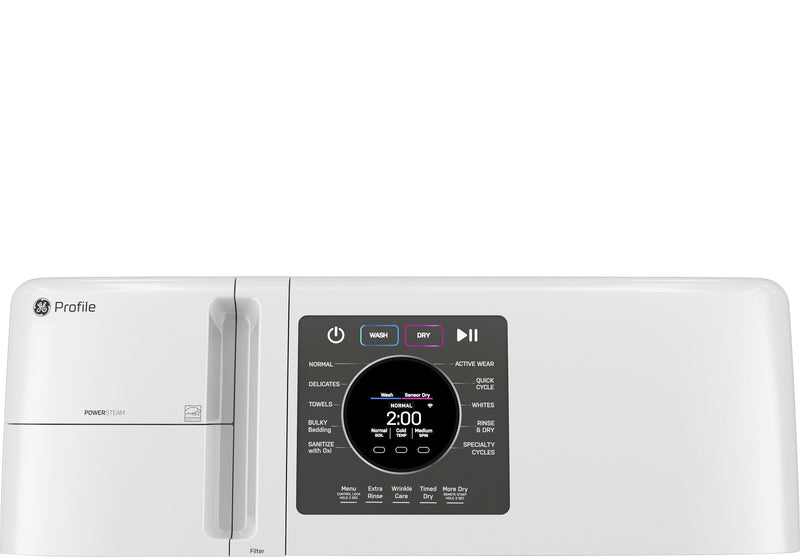 Appareil laveuse-sécheuse tout-en-un GE Profile de 5,3 pi3 à chargement frontal avec pompe à chaleur sans ventilation - blanc - PFQ83HSSWWW