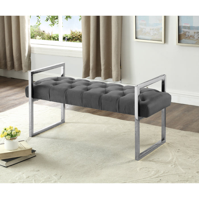 Banc Imperial capitonné gris avec support argenté