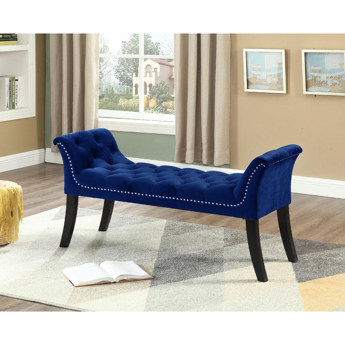 Banc Imperial capitonné bleu marine avec accoudoirs