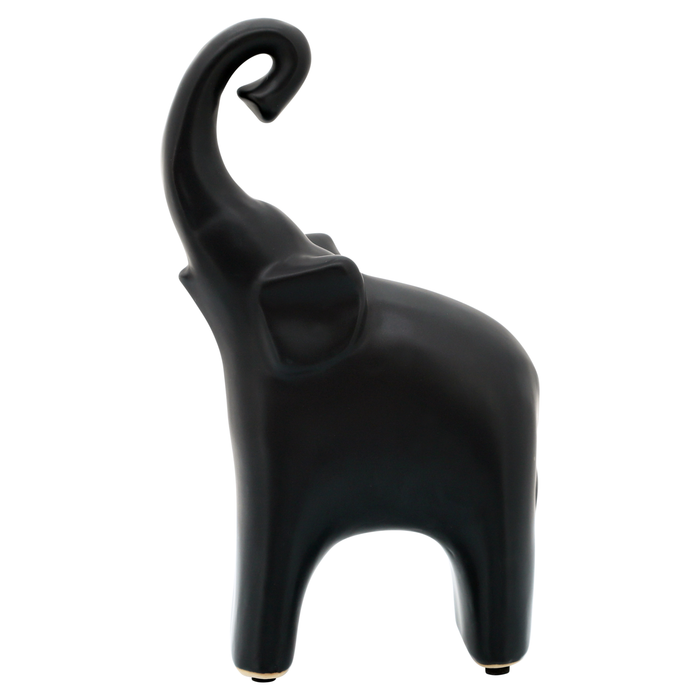 Figurine d’éléphant contemporaine de 10,75 po - noir mat