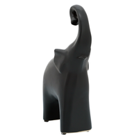 Figurine d’éléphant contemporaine de 10,75 po - noir mat