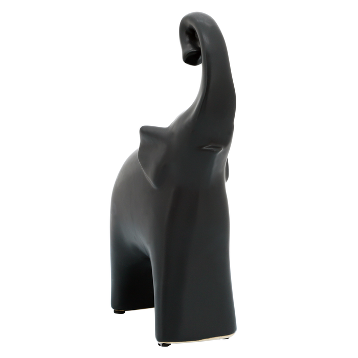 Figurine d’éléphant contemporaine de 10,75 po - noir mat