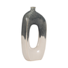 16” Ceramic Open Cut Out Vase – Ivory and Blue  | Vase de 16 po en céramique à découpe ouverte - ivoire et bleu