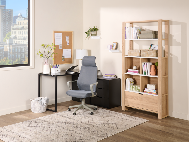 Chaise de bureau réglable Bennet de 24.4 po en mailles - grise