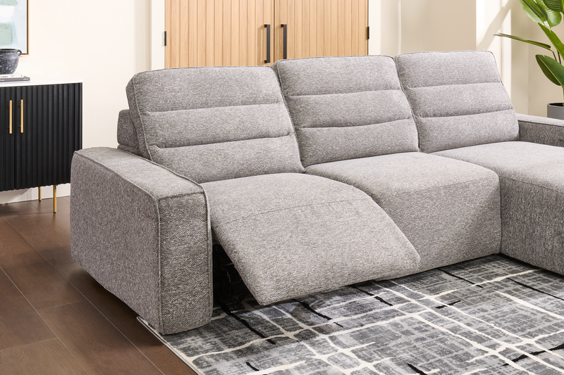 Sofa sectionnel de droite Prestige de Shaquille O’Neal Home 3 pièces avec inclinaison électrique - gris
